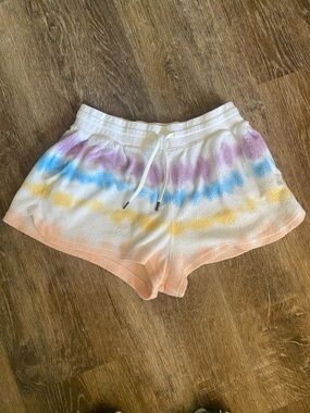 Feat Women’s Tie-Dye Terry Shorts - White with Pastel Accent Colors